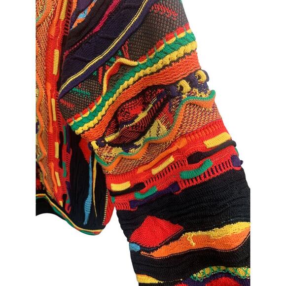 Vtg Tundra Canada Multi Color Sweater Men's Size L Biggie Hip Hop Coogi Style - Picture 4 of 16
